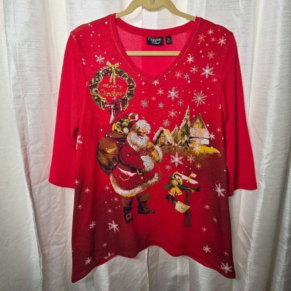 Onque Casual Christmas Top Women's Size Medium